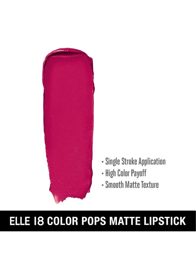 Elle 18 Color Pop Matte Finish Lip Color, P24, Pink Show, 4.3G & Eye Drama Kajal, Super Black, Smudgeproof & Waterproof, 0.35G - Image 4